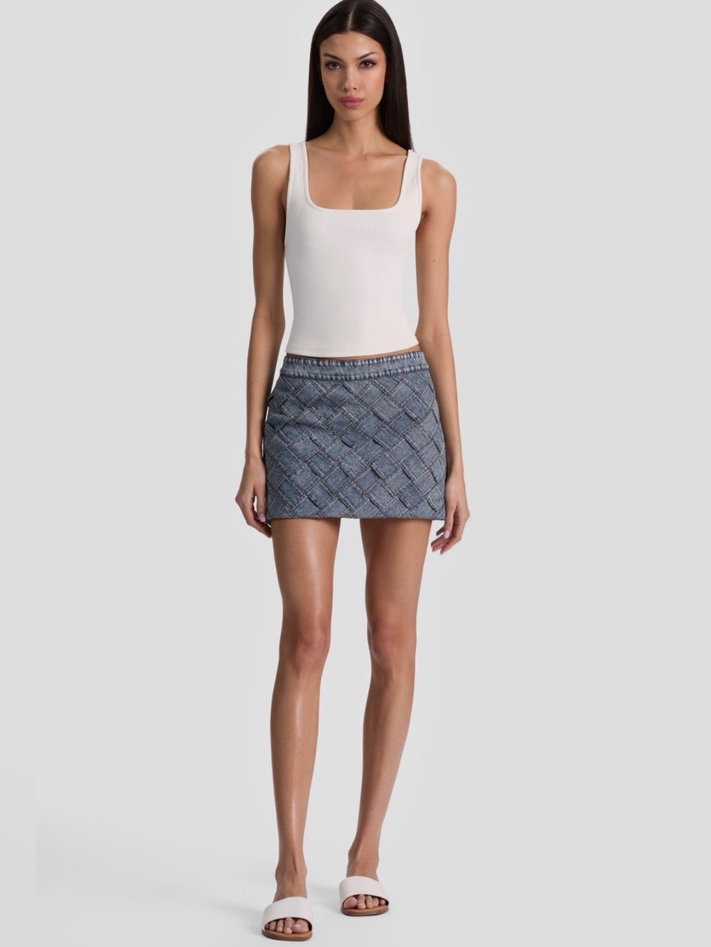 Alice + Olivia Rubi Woven Denim Miniskirt, New!